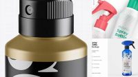 1850+ Metallic Spray Bottle PSD Mockup High-Angle Shot Custom Graphic Mockup File