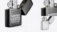 1851+ Metallic Lighter PSD Mockup Halfside View High-Angle Shot High-Resolution Graphic