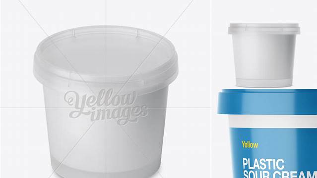 1857+ Frosted Plastic Container With Sour Cream PSD Mockup High-Angle Shot Free Graphic Mockup PSD