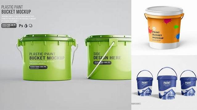 1858+ 3L Plastic Paint Bucket PSD Mockup Front view High-Angle Shot Download Free PSD