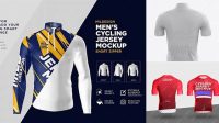 1861+ Men's Cycling Jersey With Long Sleeve PSD Mockup Back View PSD Download