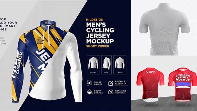 1861+ Men's Cycling Jersey With Long Sleeve PSD Mockup Back View PSD Download