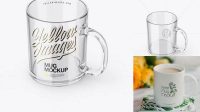 1864+ Glass Mug PSD Mockup High-Angle Shot Smart Editable Design Mockup