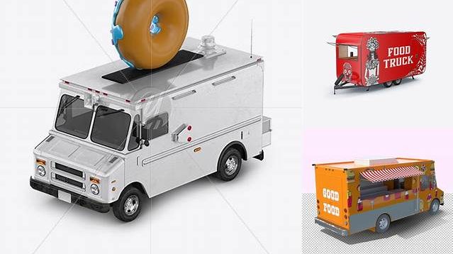 1865+ Foodtruck PSD Mockup Half Side View High-Angle Shot High-End Creative PSD Template