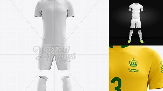 1865+ Men’s Full Soccer Kit with Mandarin Collar Shirt PSD Mockup Front View High-Quality Creative PSD