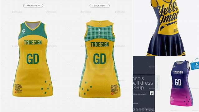 1866+ Women Netball Dress HQ PSD Mockup Half Side View Download Free PSD