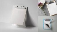 1868+ Plastic Clipboard With Paper PSD Mockup Front View Smart Editable Design Mockup