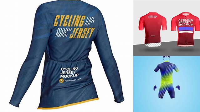 1869+ Women's Cycling Jersey PSD Mockup Back View Modern Photoshop Resource