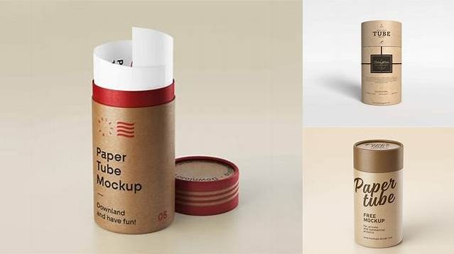 1874+ Big Kraft Paper Tube PSD Mockup – Front View Free Professional PSD Download