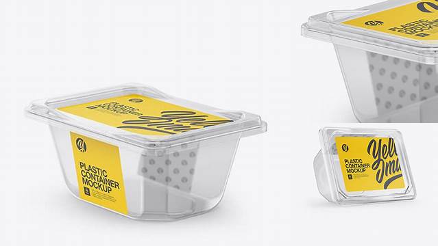 1874+ Plastic Transparent Container PSD Mockup Half Side View Editable Photoshop Free Mockup