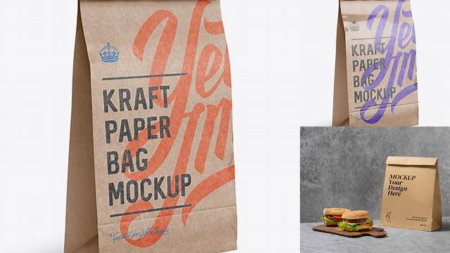 1875+ Kraft Paper Food Bag PSD Mockup Halfside View Creative PSD Resources