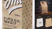 1876+ Kraft Bag with Label PSD Mockup Half Side View Editable and Customizable PSD