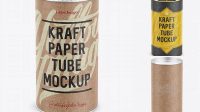 1880+ Medium Kraft Paper Tube with a Flat Lid and a Paper Label High-Angle View Versatile and Elegant PSD File