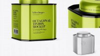 1883+ Metallic Octagonal Tin Box PSD Mockup Half Side View PSD Free Download