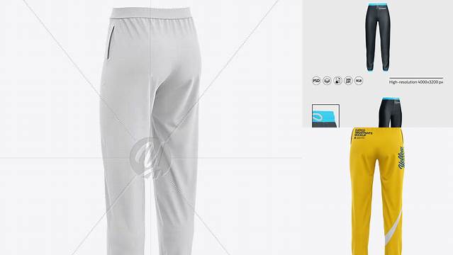 1883+ Women's Cuffed Sweatpants PSD Mockup Back Half Side View Photoshop PSD Free for Designers