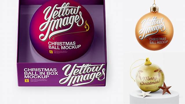 1886+ Matte Purple Christmas Ball PSD Mockup Front View Unique High-Resolution Design Freebie