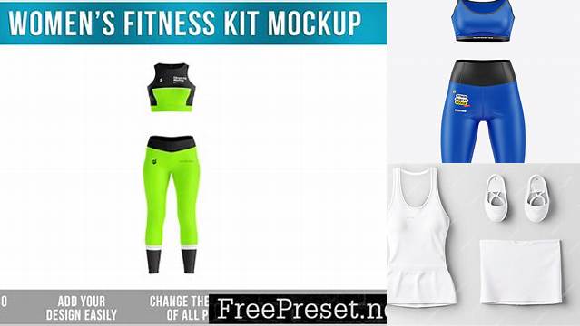 1886+ Women's Fitness Kit PSD Mockup Front View Easy-to-Edit Photoshop Freebie