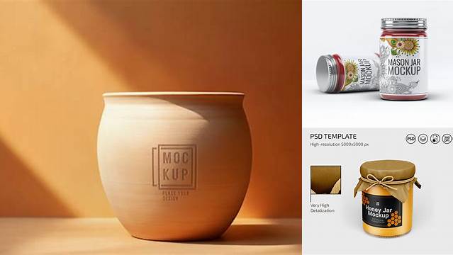 1887+ Ceramic Storage Jar PSD Mockup Fully Customizable Photoshop Freebie