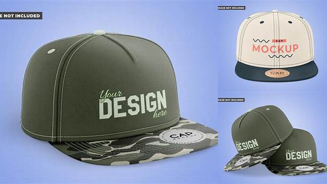 1888+ Snapback Cap with Sticker PSD Mockup Front View Versatile PSD Mockup File