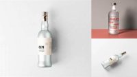 1889+ Frosted Glass Bottle With Pink Liquor PSD Mockup Exclusive PSD Design Freebie