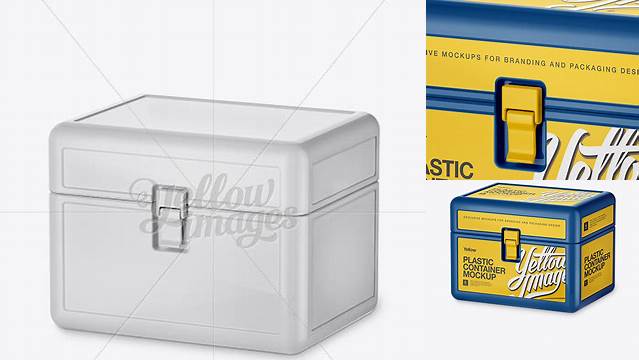 1891+ Plastic Container with Lock PSD Mockup Halfside View High-Angle Shot Versatile PSD Mockup File