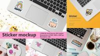 1892+ Laptop Stickers Mockup Easy Editable