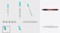 1892+ Matte Click Pen PSD Mockup Top View Smart Layer PSD