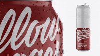 1894+ 330ml Aluminium Can with Condensation & Glossy Finish PSD Mockup Front View Free Premium Photoshop Template Download