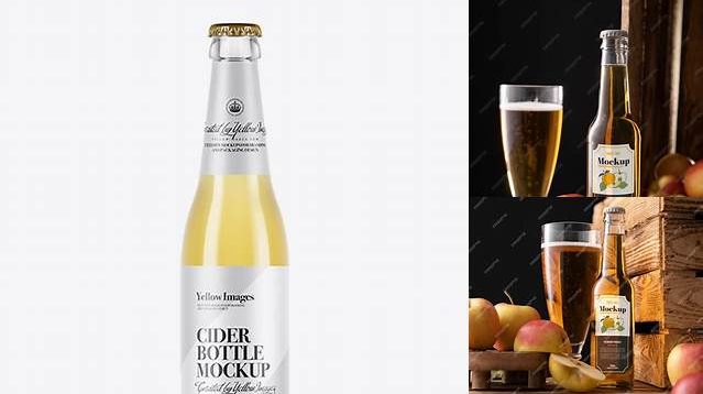 1894+ Clear Bottle With Cider PSD Mockup Exclusive Free Creative Mockup File