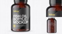 1895+ Amber Fish Oil Bottle PSD Mockup Front View Exclusive Digital PSD Resource