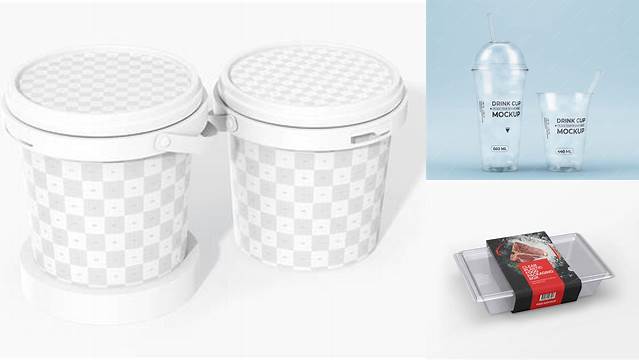 1895+ Clear Plastic Container PSD Mockup Front View Advanced Editable PSD