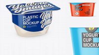 1896+ Glossy Yogurt Cup PSD Mockup High-Angle Shot Premium Free Graphic Resource