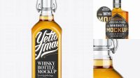 1896+ Whiskey Bottle PSD Mockup with Flip-Top Cap Front View Unique Free Photoshop Files