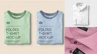 1899+ Folded Shirt With Label PSD Mockup Half Side View High-Angle Shot Advanced Photoshop Template