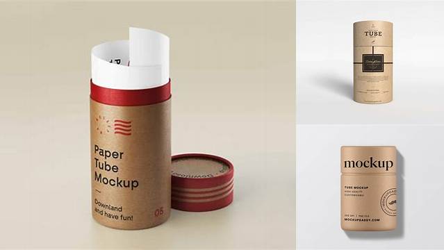 1901+ Small Paper Tube PSD Mockup – Front View High-End Professional PSD Resources