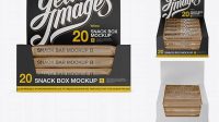 1903+ 20 Kraft Snack Bars Display Box PSD Mockup Front View Easy-to-Edit PSD