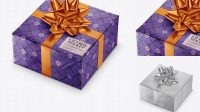 1905+ Matte Metallic Gift Box with Metallic Bow PSD Mockup Stylish PSD for Free