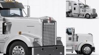 1907+ Kenworth Refrigerator Truck HQ PSD Mockup Half Side View High-Resolution Editable PSD