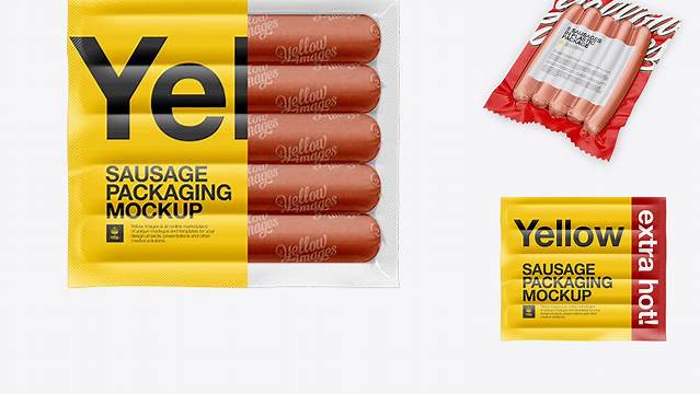 1908+ 5 Sausages in Plastic Package PSD Mockup High Resolution