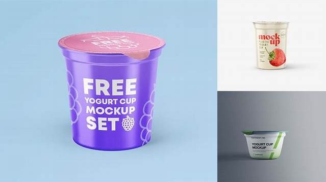 1908+ Plastic Yogurt Cup with Matte Lid PSD Mockup Exclusive Editable PSD File