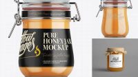 1909+ Honey Jar with Clamp Lid PSD Mockup Side View Smart Layer Mockup Free