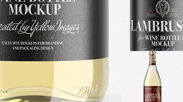 1911+ Clear Glass Lambrusco Bottle with White Wine PSD Mockup Custom Mockup Graphic Design