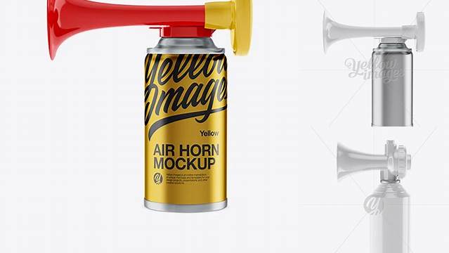 1911+ Portable Air Horn Metallic Can PSD Mockup Half Side View Free Downloadable PSD