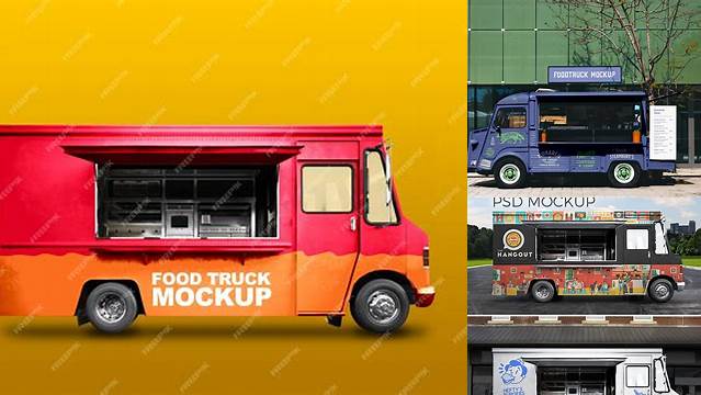 1914+ Food Truck PSD Mockup Front View Unique High-Resolution Design Freebie