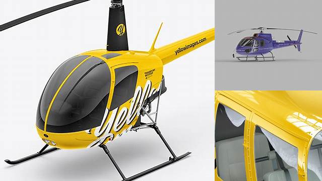 1920+ Helicopter PSD Mockup Half Side View High-Angle Shot Creative Design Mockup