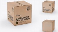 1921+ Corrugated Box PSD Mockup 70° Angle Front View Free Design Resource