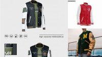 1923+ Men’s Varsity Jacket PSD Mockup Front Half-Side View Premium Mockup Freebie