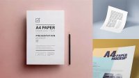 1924+ A4 Paper PSD Mockup Half Side View Download Free Premium Design PSD