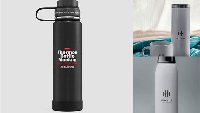 1928+ 1L Metallic Thermos PSD Mockup Download Customizable PSD