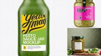 1930+ Clear Plastic Jar with Pesto Sauce PSD Mockup Versatile and Modern PSD Mockup